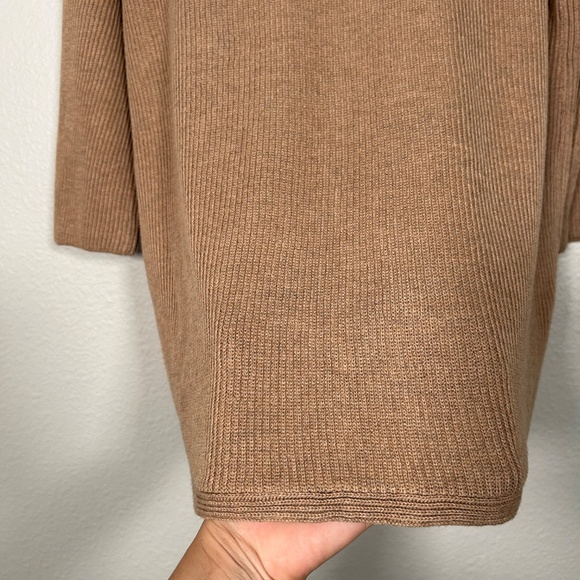 Chicos size 2 Large pullover rib sweater 3/4 sleeve brown cotton shirttail hem - Picture 9 of 12